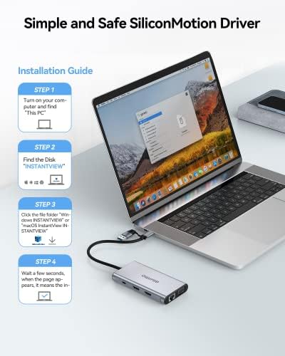 USB Docking Station Dual Monitor, GIISSMO 9-in-1 USB A 3.0 / USB C Docking Station Triple Monitor with 2 HDMI,VGA, 10Gbps USB 3.1, Gigabit Ethernet, Triple Display for Mac & MacBook & Windows Laptop - Image 4