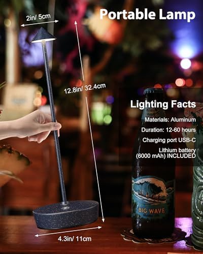 Cordless Table Lamps Rechargeable 6000mAh Battery Operated LED Desk Lamp - Image 4