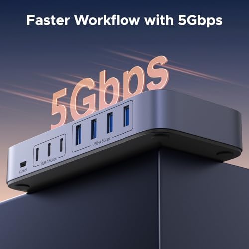 UGREEN 2-in 7-Out USB 3.0 Switch, USB Switcher for 2 Computers Sharing USB A & C Devices (4USB-A + 3USB-C), USB Switches Sharing Keyboard and Mouse with Controller, USB-C Male Adapter, Power Adapter - Image 3