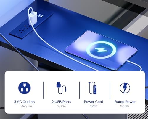 Pamray 58 Inch Gaming Computer Desk with Monitor Stand Drawers and Shelves - Image 7