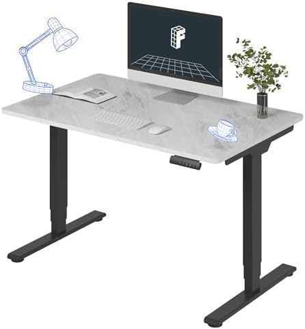 FLEXISPOT E6 3-Stage Dual Motor Electric Standing Desk 48 x 30 Sit Stand Up Desk, Holds 220 lbs, Adjustable Height w/Memory Presets, One-Piece Marble Grey Desktop & Black Frame, Ships in 2 Boxes by Unknown