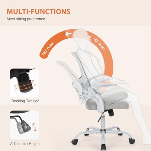 Sweetcrispy Home Office Chair, Mesh Office Chair, Lumbar Support, Grey - Image 3