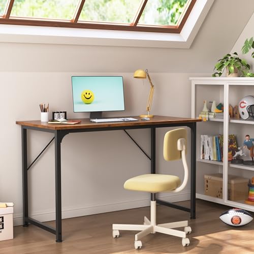 Huuger Computer Desk, 40 Inch Office Desk, Gaming Desk with Storage, Writing Desk Work Desk for Home Office, Study, Modern Simple Desk, Large Legroom, Metal Frame, Rustic Brown - Image 5