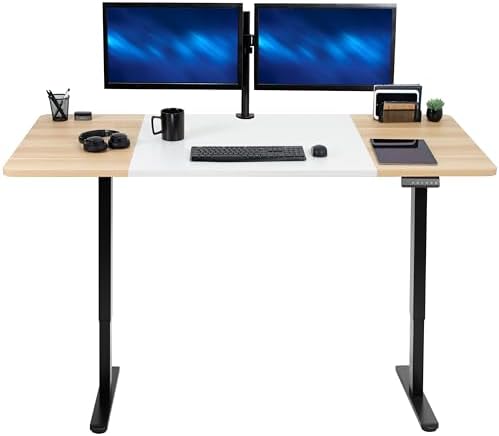 VIVO White/Light Wood 71 x 30 in Standing Desk, DESK-KIT-E2B7WC by VIVO