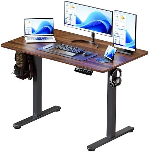 BIZUM 40x24 Inch Electric Standing Desk with Memory Presets, Quiet Motor Height Adjustable Stand Up Desk for Home Office & Gaming, Ergonomic Sit Stand Workstation，Walnut by Unknown