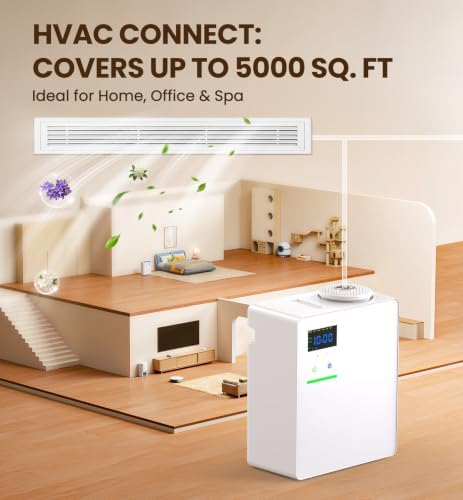 Waterless Essential Oil Diffuser 5000 Sq.Ft for Whole House, 200ml Cold Air Scent Machine with Bluetooth App Control, Quiet No-Heat HVAC Fragrance Diffuser for Home Hotel Office, White - Image 2