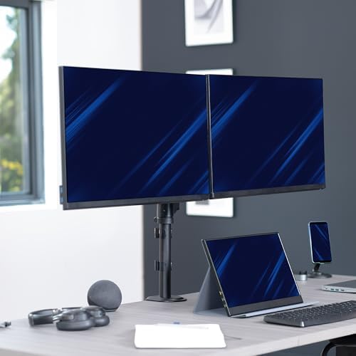VIVO 17 to 32 inch Dual Mechanical Monitor Mount, 2 Tension Spring Arms, Adjustable Swivel, Rotation, Heavy Duty VESA Desk Stand with C-clamp, Grommet, Max VESA 100x100, Black, STAND-V002K - Image 6