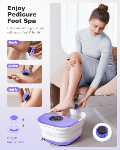 SPA4PIEDS Collapsible Heated Foot Spa Bath with Bubble, Foot Soaking Tub Featuring 8 Shiatsu Rollers, Pumice Stone and Built-in Timer for Mom, Dad and Foot Relaxation (Purple) - Image 6