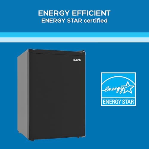 Avanti 2.5 Cu. Ft. Mini Fridge Compact Refrigerator for Dorm, Office & Bedroom, Chiller Compartment, Glass Shelf, Reversible Door, ENERGY STAR, Black - Image 3