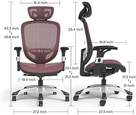 Staples Hyken Ergonomic Mesh Task Chair, Lumbar Support, Swivel, Maroon - Image 3