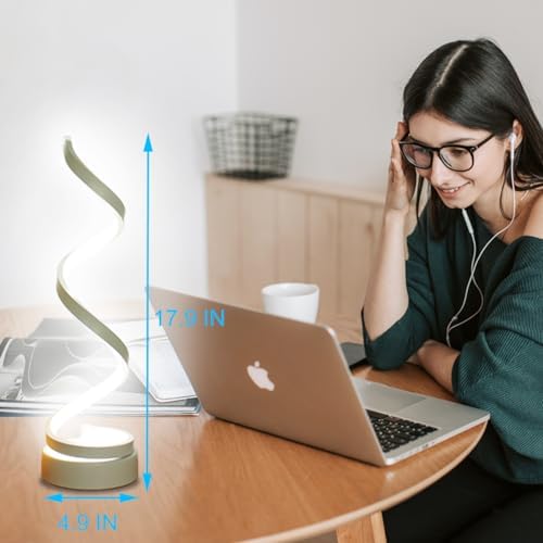 Modern Table Lamps Set of 2, Dimmable Spiral Table Lamps for Night Stand, 12W LED Desk Lamp 3 Color 10 Brightness Level Bedside Lamps Desk Light Office Lamp for Bedroom, Living Room (White) - Image 4