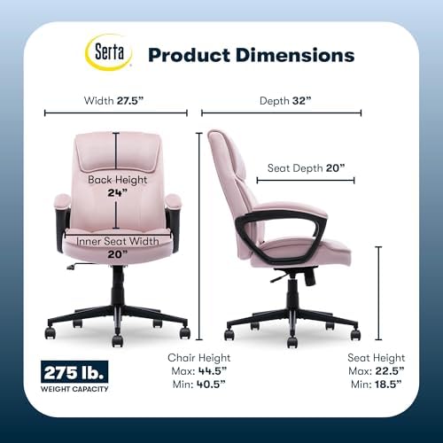 Serta Executive Office Chair with Lumbar Support, Soft Velvet Fabric Chair - Image 2