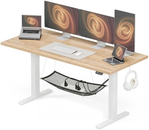 Acrolix 63x24 Electric Standing Desk with Cable Net, Oak by Acrolix