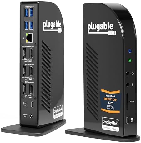 Plugable 13-in-1 USB C Docking Station 4K Triple Monitor with 100W Charging by Plugable