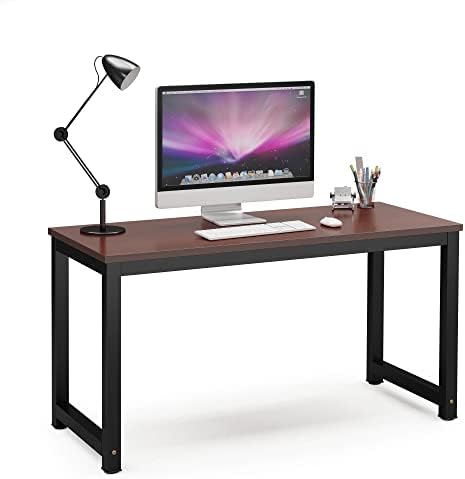Tribesigns Computer Desk, 55 inch Large Office Desk Computer Table Study Writing Desk for Home Office, Teak + Black Leg by Tribesigns