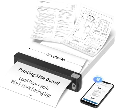 JADENS Portable US Letter Thermal Printer with Bluetooth, Inkless Printing by JADENS