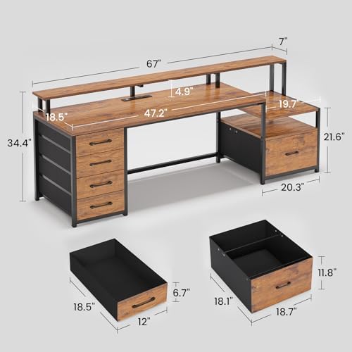 SEDETA 66'' Computer Desk with 5 Drawer, Power Outlet for Home Office - Image 2