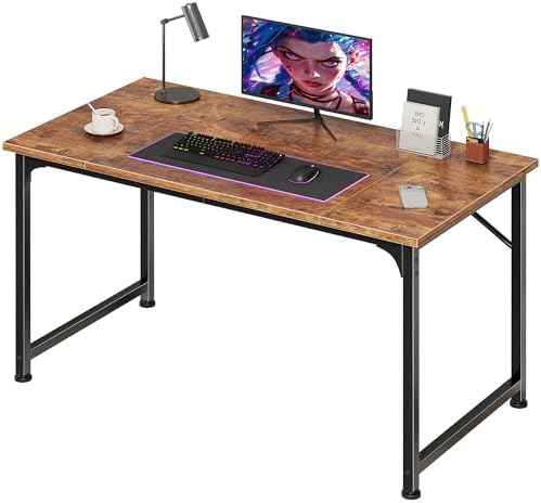 PRAISUN 40 Inch Computer Desk, Office Desk, Spacious Desktop, Rustic Brown by PRAISUN