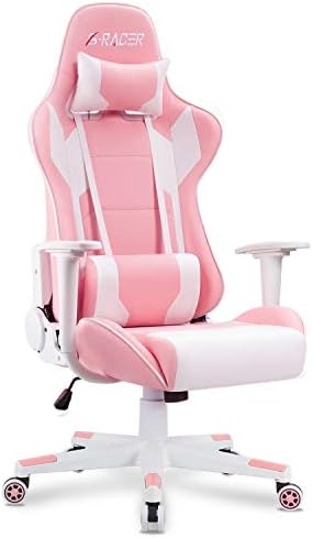 Homall Gaming Chair, Office Chair High Back Computer Chair Leather Desk Chair Racing Executive Ergonomic Adjustable Swivel Task Chair with Headrest and Lumbar Support(Pink) by Homall