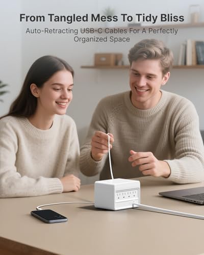 Gitryin 1 Micro USB, 1 Lightning, 2 Type-C Retractable Wall Chargers and 1 Power Strip, 12-in-1 Modular Charging Station - Image 4