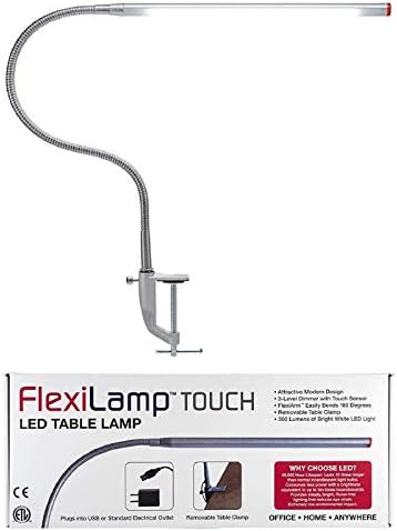 Americanails FlexiLamp Touch - LED Table Desk Lamp - Removable Clamp - Adjustable Lighting for Nail Stations - Manicure Table Light - Flexible Arm – 3 Brightness Levels - Touch Sensor - 300 Lumens by Americanails