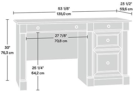 Sauder Palladia Computer Desk with Drawers, Home Office Desk with File Cabinet Storage Drawer, Cable Management, Keyboard Tray, in Wind Oak Finish - Image 3