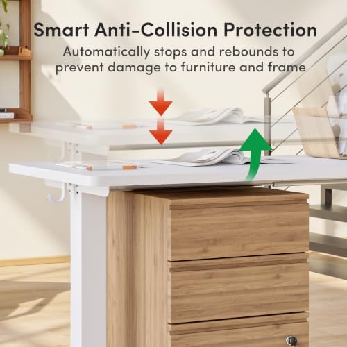 FEZIBO 75" x 63" L-Shaped Standing Desk - Adjustable Corner Desk L Shape, L-Shaped Adjustable Desk with Splice Board, L Shape Standing Desk, White - Image 5