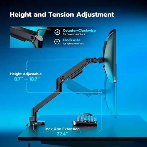 ARES WING Ultrawide Monitor Desk Arm with USB A/C for 17 to 49 Inch Screen - Image 6
