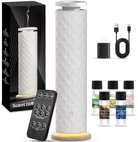 Hotel Scent Diffuser, Waterless Scent Diffuser for Home, Quiet Operation, Suitable for Living Rooms, Offices, and Hotels,Contains Five Aromatherapy Essential Oils，White by BUBLOC