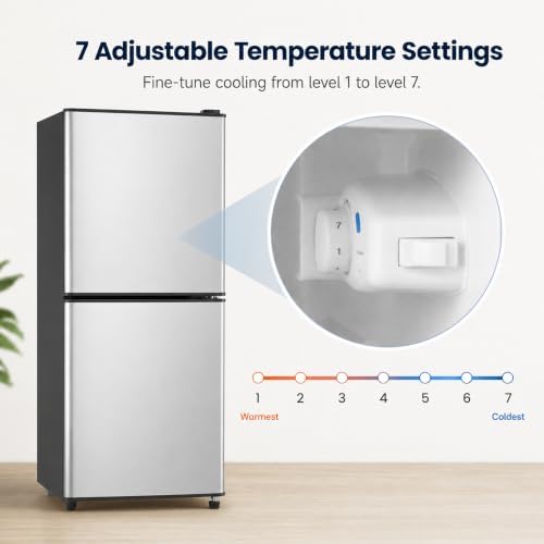 5 Cu.Ft Mini Fridge with Freezer, 2-Door Compact Refrigerator for Dorm/Office/Bedroom, Energy Efficient & Quiet, Silver - Image 5