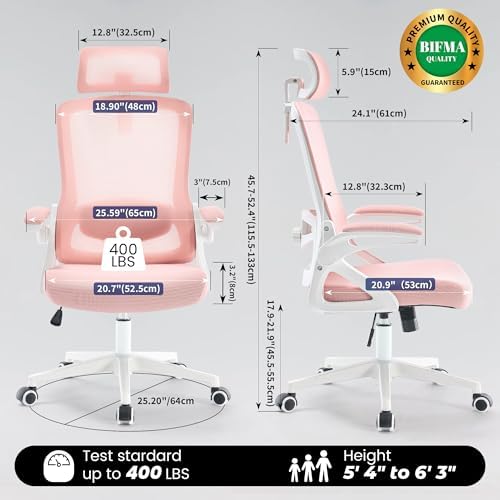 Fizzin Pink Office Chair, Desk Chair with Adjustable Lumbar Support - Image 2