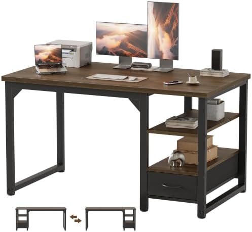 Mericonia 48 in Computer Desk with Drawer, 1" Thick Reversible Office Desk by MERICONIA