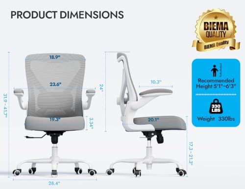 Office Chair: 330LBS Mesh Ergonomic Desk Chair Comfy with 3D Lumbar& Swivel - Image 2