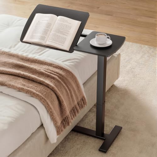 Sakugi Overbed Bedside Table with Wheels, Right-Side Tilt Top, 29.1"–39" H by Sakugi