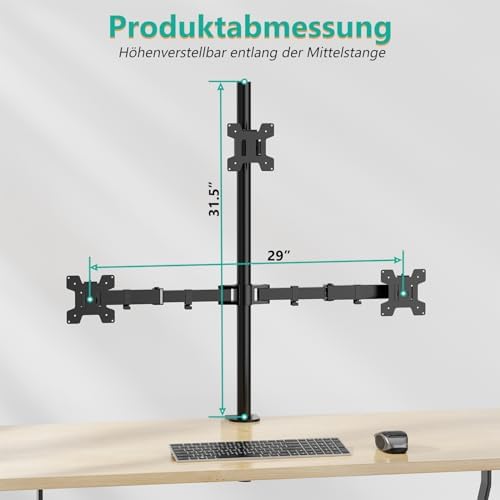 WALI Tall Triple Monitor Mount for 13-27 inch Computer Screens, up to 22lbs - Image 5