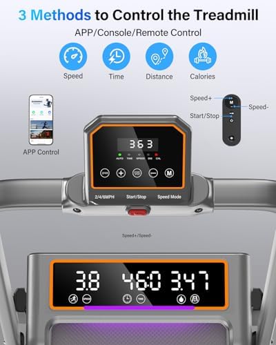 Walking Pad Treadmill with 15% Incline/Handle Bar/2 Screen Display, 3.5HP Foldable Walking Pad Treadmill, Portable Treadmills for Home with 4 Adjustable Incline, 350+lb Capacity, Smart App, RGB Light - Image 3