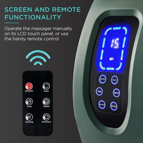 Best Choice Products Shiatsu Foot Massager with Heat for Plantar Fasciitis & Neuropathy, Kneading Foot & Calf Massager with Remote, 360° Adjustable Handle, Rolling & Compression Massage - Green - Image 4