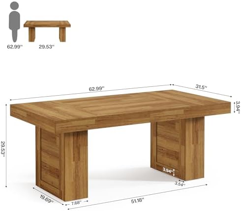 Tribesigns 63" Executive Desk, Farmhouse Wooden Office Desk, Natural Oak - Image 2