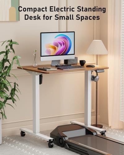 32" Small Rolling Electric Standing Desk Adjustable Height for Home Office - Image 3