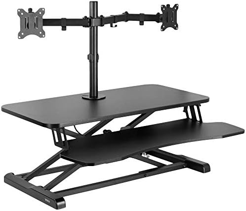 VIVO Black 32 in Standing Desk Converter with Monitor Stand, DESK-V000K-M2 by VIVO