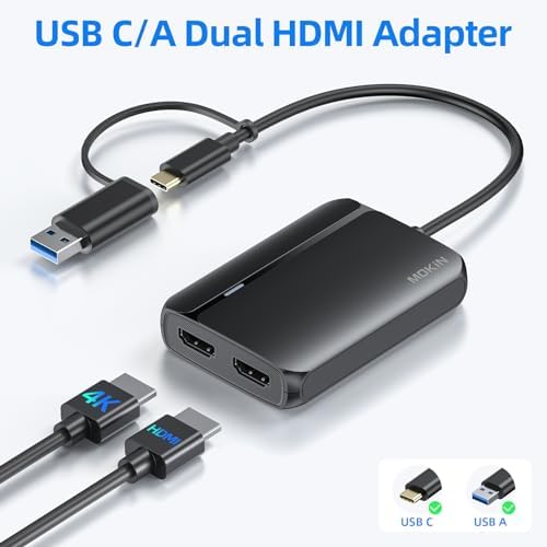 MOKiN HDMI Splitter for Dual Monitors, 4K@30Hz HDMI Splitter Extended Display for macOS/Windows, USB C/USB A 3.0 to Dual Hdmi Adapter for MacBook, Dell, Lenovo, HP (4K@30Hz+1080p) - Image 2