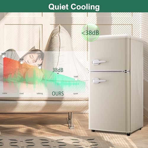 Retro Mini Fridge with Freezer 4.0 Cu. Ft, Small Refrigerator Dual Door - Image 5