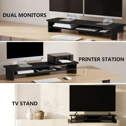 WALI 42 inch Large Wood Dual Monitor Stand Riser with Storage, up to 88lbs - Image 5