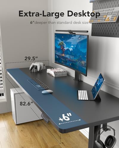 HUANUO 83x 30 Inch Large Electric Standing Desk, Brushless Motor, Black - Image 5