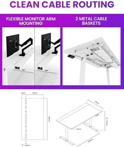 Arozzi Arena Nordico Electric Standing Desk White - Image 4