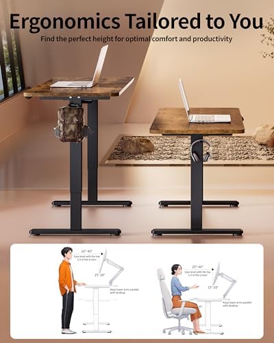 BIZUM Electric Standing Desk 63 x 24 Inch Computer Desk-Gaming Desk Rustic Brown Home Office Desks Height Adjustable Memory Stand Up Computer Workstation - Image 4