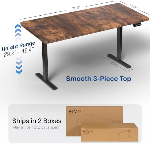 VIVO Rustic Vintage Brown 71 x 36 in Standing Desk, DESK-KIT-1B7N-36 - Image 3