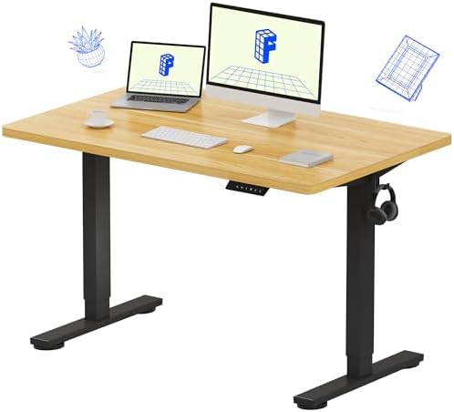 FLEXISPOT EN1 One-Piece Standing Desk, Electric Adjustable with 4 Memory Presets, 176 LBS Capacity, Stable & Quiet, Seamless Desktop for Home Office & Dual Monitors, 48"x30" Maple by Unknown