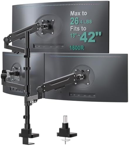 WALI Stacked Triple Monitor Mount for 13-42 inch Curved Screen, Max 26.4lbs by WALI