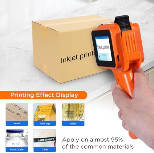 Handheld Inkjet Printer with 42ml Quick-Drying Ink Cartridge, 0.5 Inch Nozzle Ink Jet Coding Machine for EXP Date/Batch Number/QR Code/Barcode/Logo/Text (ZM-C12mini) (Orange) - Image 5